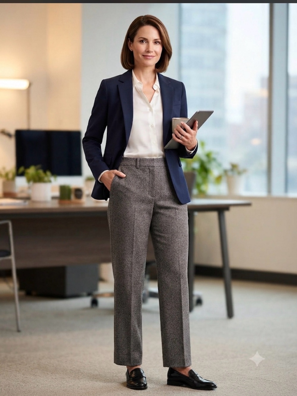 Burberry Gray Straight-Leg Tailored Trousers
